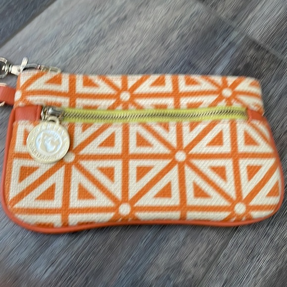 Spartina rust & green Aztec print wristlet - Picture 2 of 7